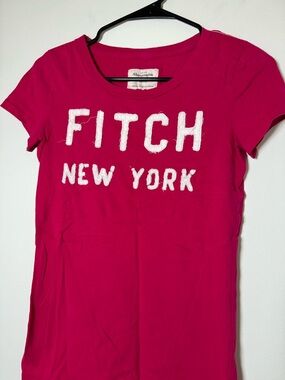 Abercrombie Fitch Logo Tee Pink New York Graphic T Shirt Medium